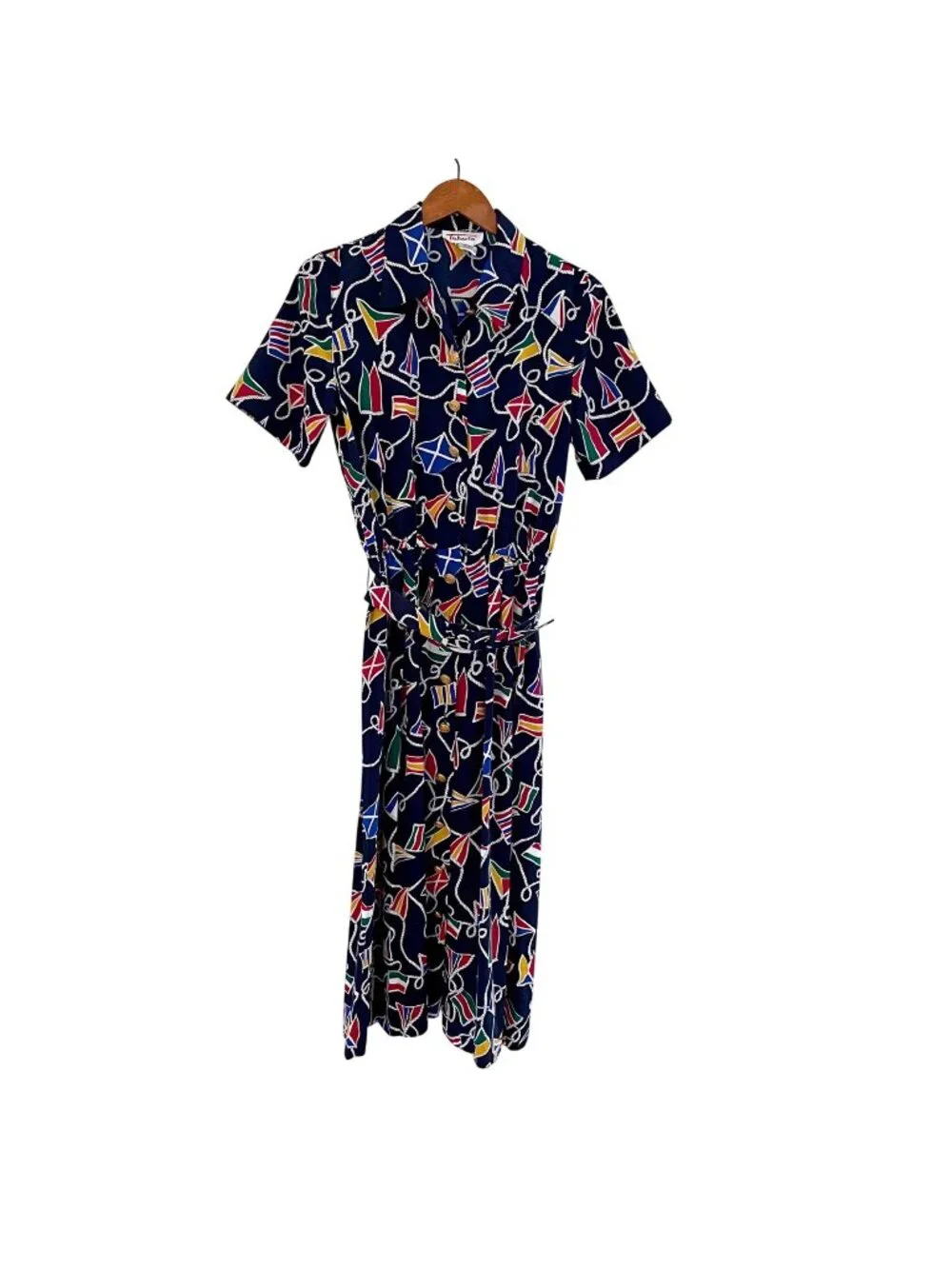 Vintage 1980s Talbots Summer Sailing Shirt Dress, Size 6